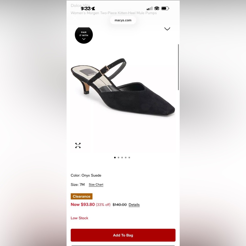 Dolci Vita black suede mule pumps size 7